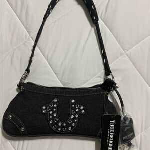 True Religion Black Denim Shoulder Bag